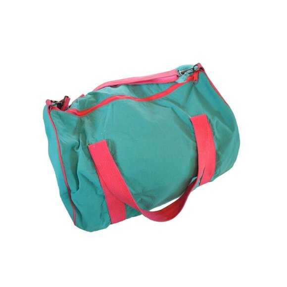 Vintage Coca-Cola Duffle Bag Teal & Pink Striped with Logo Nylon - Picture 5 of 12